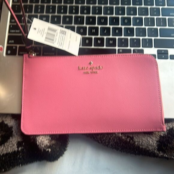 Kate Spade Lucy Medium L-Zip Saffiano Leather Wristlet Blossom Pink KD546 - Picture 5 of 6